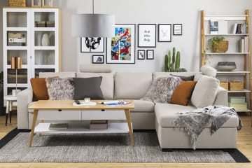 Crazy 4-seters Høyrevendt L-formet Sjeselongsofa i Stoff - Beige - Møbler - Sofaer - Sofaer med sjeselong - 3 seters sofa med divan