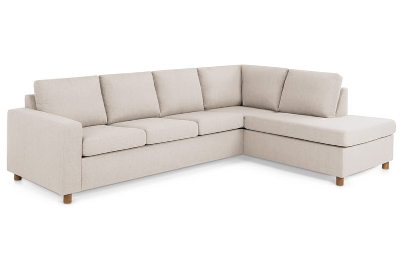 Crazy 4-seters Høyrevendt L-formet Sjeselongsofa i Stoff - Beige - Møbler - Sofaer - Sofaer med sjeselong - 3 seters sofa med divan