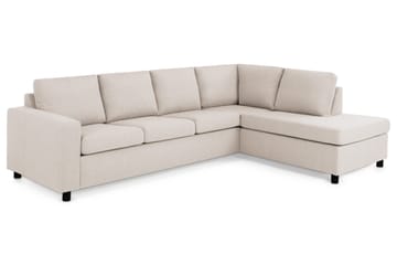 Crazy 4-seters Høyrevendt L-formet Sjeselongsofa i Stoff - Beige - Møbler - Sofaer - Sofaer med sjeselong - 3 seters sofa med divan