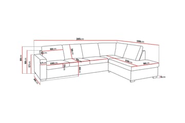 Crazy 4-seters Høyrevendt L-formet Sjeselongsofa i Stoff - Beige - Møbler - Sofaer - Sofaer med sjeselong - 3 seters sofa med divan
