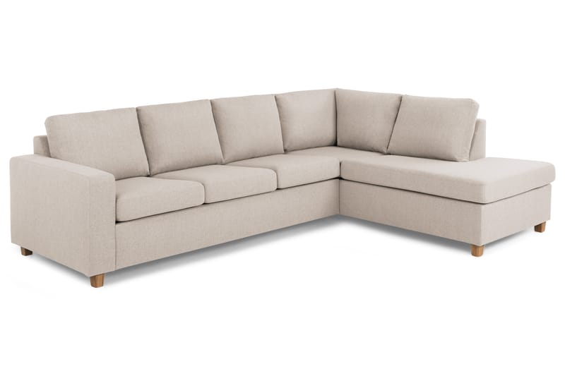 Crazy 4-seters Høyrevendt L-formet Sjeselongsofa i Stoff - Beige - Møbler - Sofaer - Sofaer med sjeselong - 3 seters sofa med divan