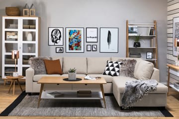 Crazy 4-seters Høyrevendt L-formet Sjeselongsofa i Stoff - Beige - Møbler - Sofaer - Sofaer med sjeselong - 3 seters sofa med divan