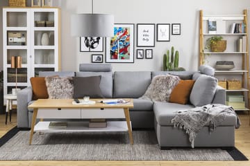 Crazy 4-seters Høyrevendt L-formet Sjeselongsofa i Stoff - Grå - Møbler - Sofaer - Sofaer med sjeselong - 3 seters sofa med divan