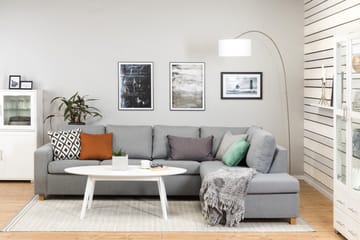 Crazy 4-seters Høyrevendt L-formet Sjeselongsofa i Stoff - Grå - Møbler - Sofaer - Sofaer med sjeselong - 3 seters sofa med divan