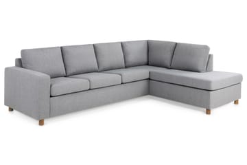 Crazy 4-seters Høyrevendt L-formet Sjeselongsofa i Stoff - Grå - Møbler - Sofaer - Sofaer med sjeselong - 3 seters sofa med divan