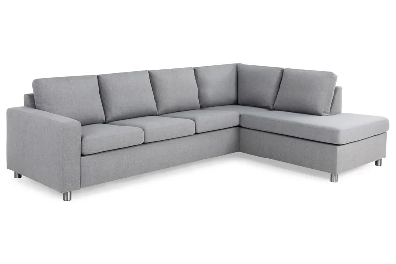 Crazy 4-seters Høyrevendt L-formet Sjeselongsofa i Stoff - Grå - Møbler - Sofaer - Sofaer med sjeselong - 3 seters sofa med divan