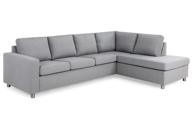 Crazy 4-seters Høyrevendt L-formet Sjeselongsofa i Stoff - Grå - Møbler - Sofaer - Sofaer med sjeselong - 3 seters sofa med divan