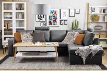 Crazy 4-seters Høyrevendt L-formet Sjeselongsofa i Stoff - Mørk grå - Møbler - Sofaer - Sofaer med sjeselong - 3 seters sofa med divan