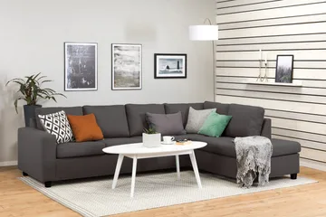 Crazy 4-seters Høyrevendt L-formet Sjeselongsofa i Stoff - Mørk grå - Møbler - Sofaer - Sofaer med sjeselong - 3 seters sofa med divan