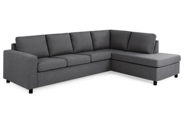 Crazy 4-seters Høyrevendt L-formet Sjeselongsofa i Stoff - Mørk grå - Møbler - Sofaer - Sofaer med sjeselong - 3 seters sofa med divan