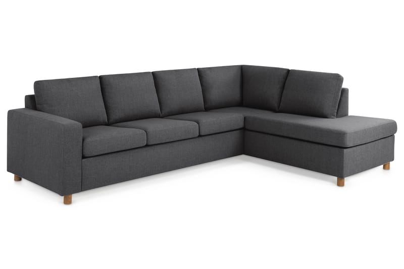 Crazy 4-seters Høyrevendt L-formet Sjeselongsofa i Stoff - Mørk grå - Møbler - Sofaer - Sofaer med sjeselong - 3 seters sofa med divan