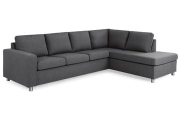 Crazy 4-seters Høyrevendt L-formet Sjeselongsofa i Stoff - Mørk grå - Møbler - Sofaer - Sofaer med sjeselong - 3 seters sofa med divan