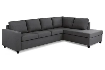 Crazy 4-seters Høyrevendt L-formet Sjeselongsofa i Stoff - Mørk grå - Møbler - Sofaer - Sofaer med sjeselong - 3 seters sofa med divan