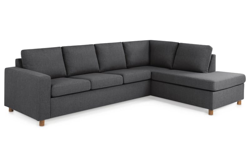 Crazy 4-seters Høyrevendt L-formet Sjeselongsofa i Stoff - Mørk grå - Møbler - Sofaer - Sofaer med sjeselong - 3 seters sofa med divan