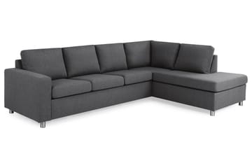 Crazy 4-seters Høyrevendt L-formet Sjeselongsofa i Stoff - Mørk grå - Møbler - Sofaer - Sofaer med sjeselong - 3 seters sofa med divan