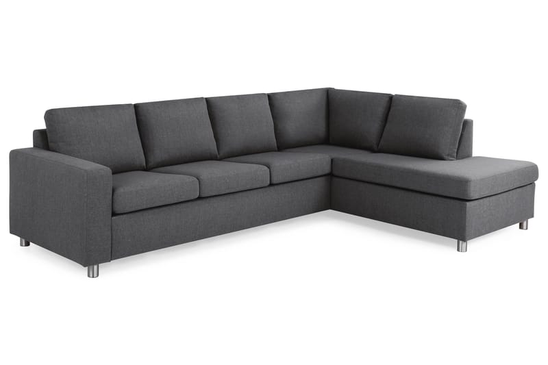 Crazy 4-seters Høyrevendt L-formet Sjeselongsofa i Stoff - Mørk grå - Møbler - Sofaer - Sofaer med sjeselong - 3 seters sofa med divan