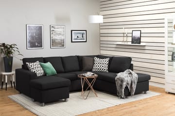 Crazy 4-seters Høyrevendt U-formet Large Sofa med Divan og Sjeselong i Stoff - Antrasitt - Møbler - Sofaer - Sofaer med sjeselong - 3 seters sofa med divan