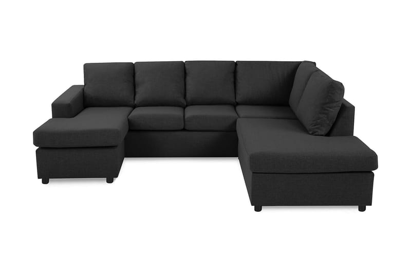 Crazy 4-seters Høyrevendt U-formet Large Sofa med Divan og Sjeselong i Stoff - Antrasitt - Møbler - Sofaer - Sofaer med sjeselong - 3 seters sofa med divan