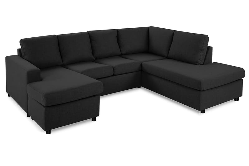 Crazy 4-seters Høyrevendt U-formet Large Sofa med Divan og Sjeselong i Stoff - Antrasitt - Møbler - Sofaer - Sofaer med sjeselong - 3 seters sofa med divan