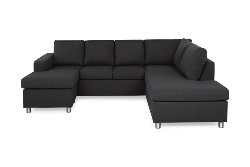Crazy 4-seters Høyrevendt U-formet Large Sofa med Divan og Sjeselong i Stoff - Antrasitt - Møbler - Sofaer - Sofaer med sjeselong - 3 seters sofa med divan