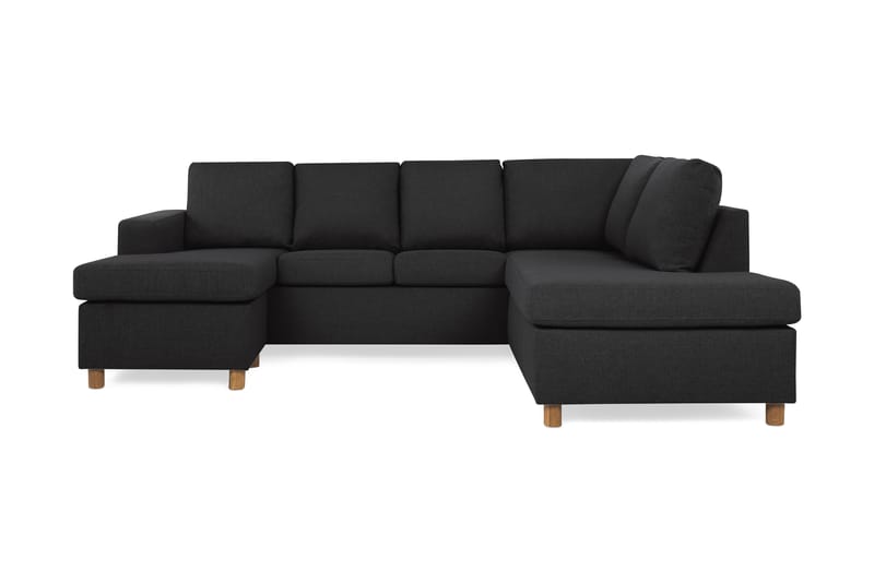Crazy 4-seters Høyrevendt U-formet Large Sofa med Divan og Sjeselong i Stoff - Antrasitt - Møbler - Sofaer - Sofaer med sjeselong - 3 seters sofa med divan