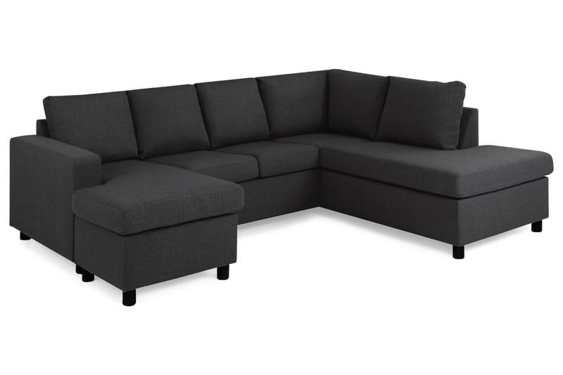 Crazy 4-seters Høyrevendt U-formet Large Sofa med Divan og Sjeselong i Stoff - Antrasitt - Møbler - Sofaer - Sofaer med sjeselong - 3 seters sofa med divan