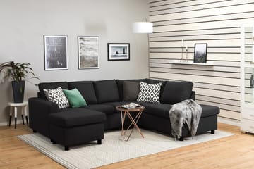 Crazy 4-seters Høyrevendt U-formet Large Sofa med Divan og Sjeselong i Stoff - Antrasitt - Møbler - Sofaer - Sofaer med sjeselong - 3 seters sofa med divan