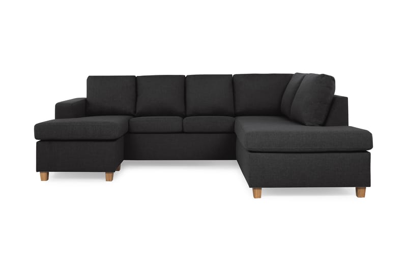 Crazy 4-seters Høyrevendt U-formet Large Sofa med Divan og Sjeselong i Stoff - Antrasitt - Møbler - Sofaer - Sofaer med sjeselong - 3 seters sofa med divan