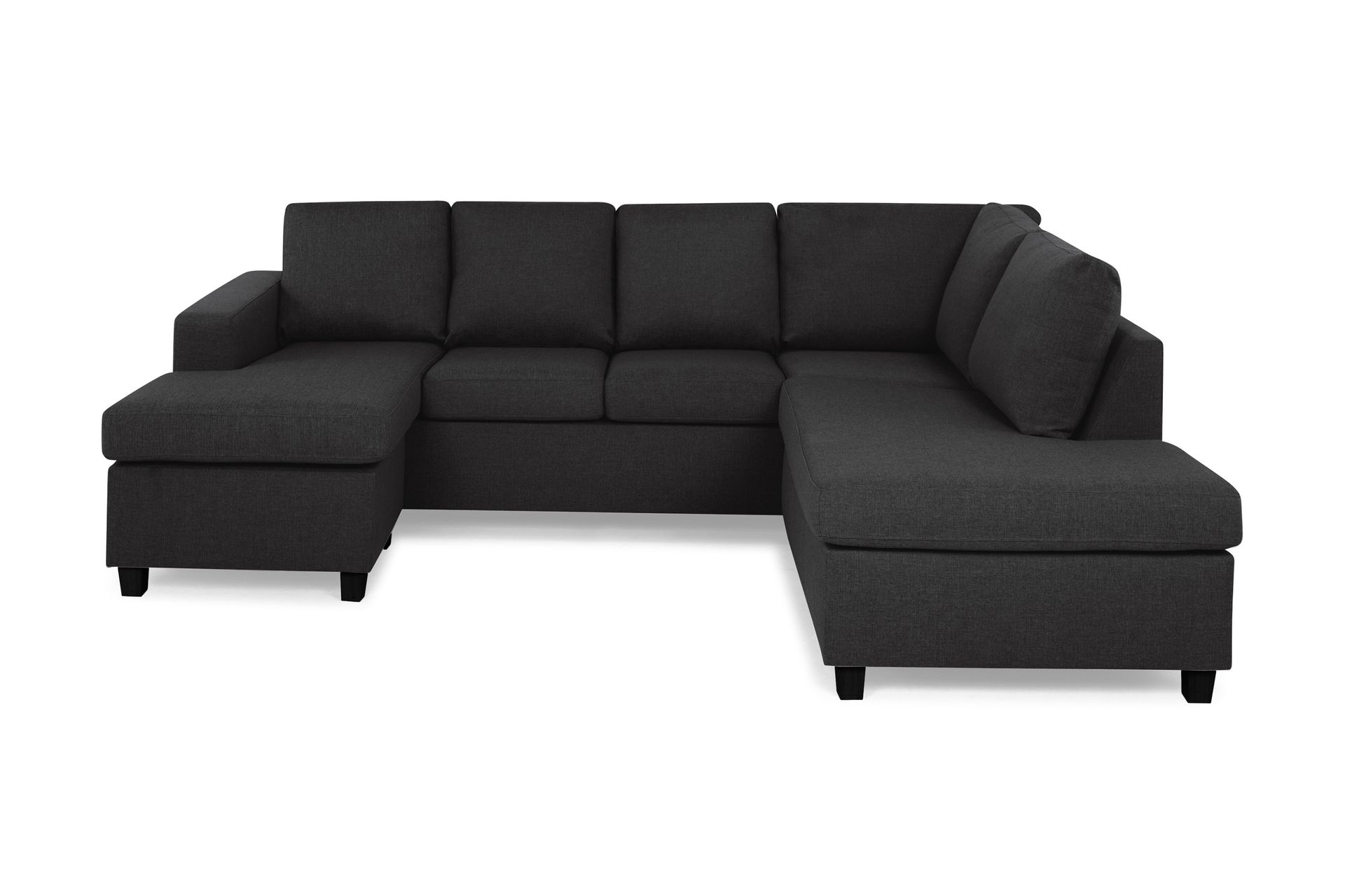Crazy 4-seters Høyrevendt U-formet Large Sofa med Divan og Sjeselong i Stoff - Antrasitt - Møbler - Sofaer - Sofaer med sjeselong - 3 seters sofa med divan