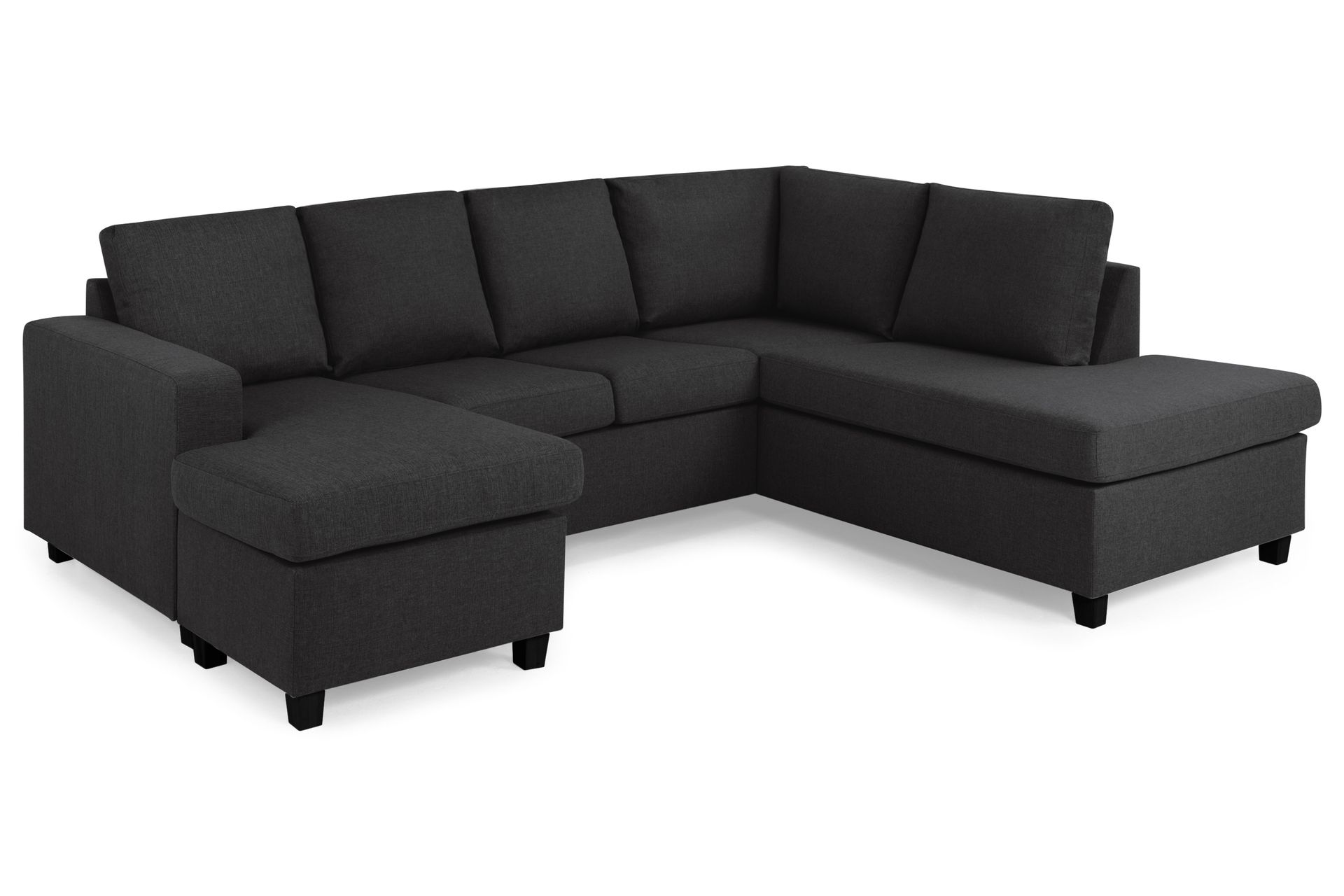 Crazy 4-seters Høyrevendt U-formet Large Sofa med Divan og Sjeselong i Stoff - Antrasitt - Møbler - Sofaer - Sofaer med sjeselong - 3 seters sofa med divan