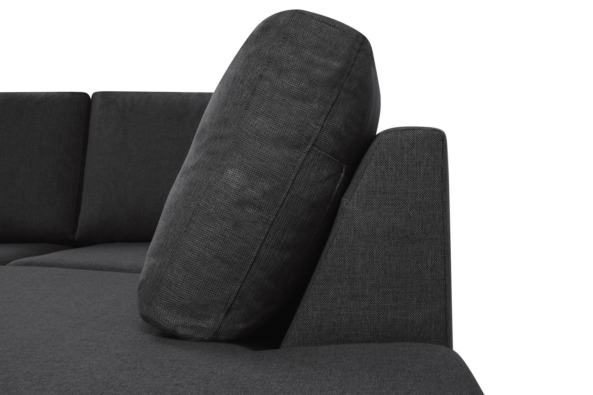 Crazy 4-seters Høyrevendt U-formet Large Sofa med Divan og Sjeselong i Stoff - Antrasitt - Møbler - Sofaer - Sofaer med sjeselong - 3 seters sofa med divan