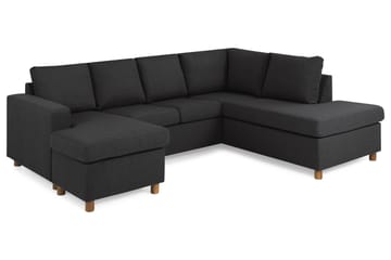 Crazy 4-seters Høyrevendt U-formet Large Sofa med Divan og Sjeselong i Stoff - Antrasitt - Møbler - Sofaer - Sofaer med sjeselong - 3 seters sofa med divan
