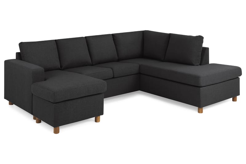 Crazy 4-seters Høyrevendt U-formet Large Sofa med Divan og Sjeselong i Stoff - Antrasitt - Møbler - Sofaer - Sofaer med sjeselong - 3 seters sofa med divan
