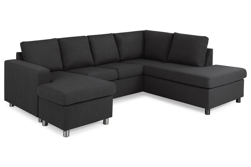 Crazy 4-seters Høyrevendt U-formet Large Sofa med Divan og Sjeselong i Stoff - Antrasitt - Møbler - Sofaer - Sofaer med sjeselong - 3 seters sofa med divan