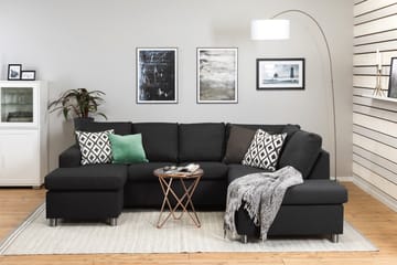 Crazy 4-seters Høyrevendt U-formet Large Sofa med Divan og Sjeselong i Stoff - Antrasitt - Møbler - Sofaer - Sofaer med sjeselong - 3 seters sofa med divan