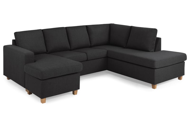 Crazy 4-seters Høyrevendt U-formet Large Sofa med Divan og Sjeselong i Stoff - Antrasitt - Møbler - Sofaer - Sofaer med sjeselong - 3 seters sofa med divan
