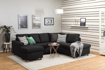 Crazy 4-seters Høyrevendt U-formet Large Sofa med Divan og Sjeselong i Stoff - Antrasitt - Møbler - Sofaer - Sofaer med sjeselong - 3 seters sofa med divan