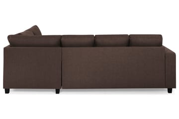 Crazy 4-seters Høyrevendt U-formet Small Sofa med Divan og Sjeselong i Stoff - Brun - Møbler - Sofaer - Sofaer med sjeselong - 3 seters sofa med divan