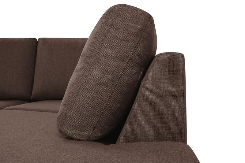 Crazy 4-seters Høyrevendt U-formet Small Sofa med Divan og Sjeselong i Stoff - Brun - Møbler - Sofaer - Sofaer med sjeselong - 3 seters sofa med divan
