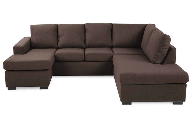Crazy 4-seters Høyrevendt U-formet Small Sofa med Divan og Sjeselong i Stoff - Brun - Møbler - Sofaer - Sofaer med sjeselong - 3 seters sofa med divan