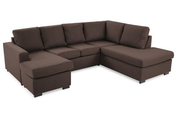 Crazy 4-seters Høyrevendt U-formet Small Sofa med Divan og Sjeselong i Stoff - Brun - Møbler - Sofaer - Sofaer med sjeselong - 3 seters sofa med divan
