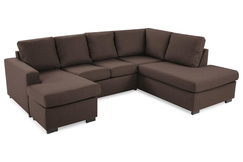 Crazy 4-seters Høyrevendt U-formet Small Sofa med Divan og Sjeselong i Stoff - Brun - Møbler - Sofaer - Sofaer med sjeselong - 3 seters sofa med divan