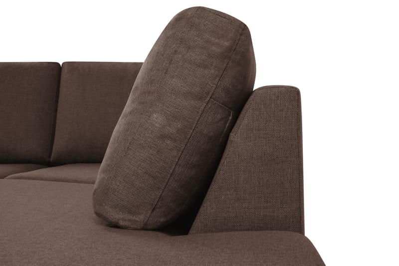 Crazy 4-seters Høyrevendt U-formet Small Sofa med Divan og Sjeselong i Stoff - Brun - Møbler - Sofaer - Sofaer med sjeselong - 3 seters sofa med divan