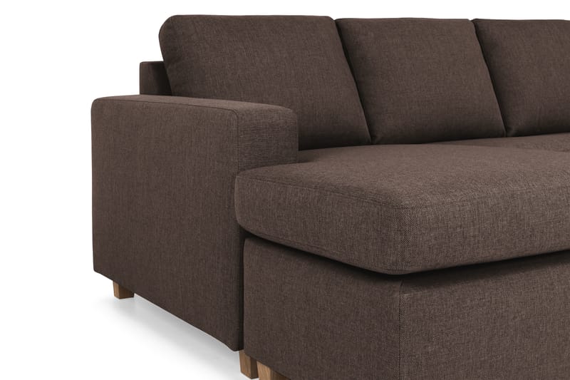 Crazy 4-seters Høyrevendt U-formet Small Sofa med Divan og Sjeselong i Stoff - Brun - Møbler - Sofaer - Sofaer med sjeselong - 3 seters sofa med divan