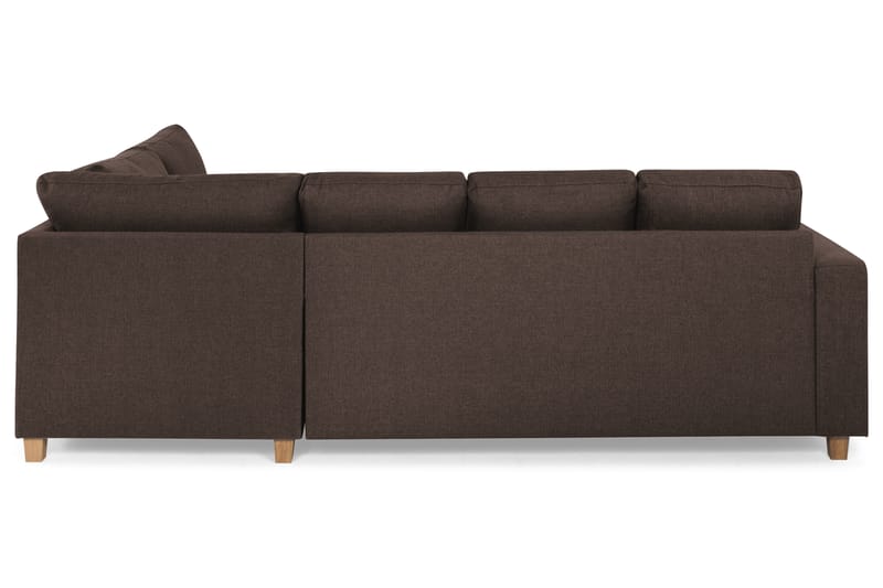 Crazy 4-seters Høyrevendt U-formet Small Sofa med Divan og Sjeselong i Stoff - Brun - Møbler - Sofaer - Sofaer med sjeselong - 3 seters sofa med divan