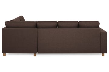Crazy 4-seters Høyrevendt U-formet Small Sofa med Divan og Sjeselong i Stoff - Brun - Møbler - Sofaer - Sofaer med sjeselong - 3 seters sofa med divan