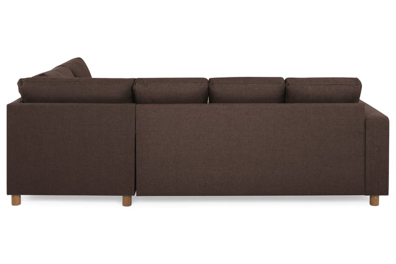 Crazy 4-seters Høyrevendt U-formet Small Sofa med Divan og Sjeselong i Stoff - Brun - Møbler - Sofaer - Sofaer med sjeselong - 3 seters sofa med divan