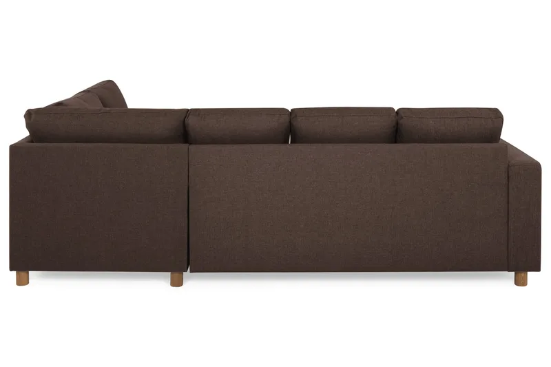 Crazy 4-seters Høyrevendt U-formet Small Sofa med Divan og Sjeselong i Stoff - Brun - Møbler - Sofaer - Sofaer med sjeselong - 3 seters sofa med divan
