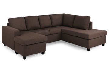 Crazy 4-seters Høyrevendt U-formet Small Sofa med Divan og Sjeselong i Stoff - Brun - Møbler - Sofaer - Sofaer med sjeselong - 3 seters sofa med divan