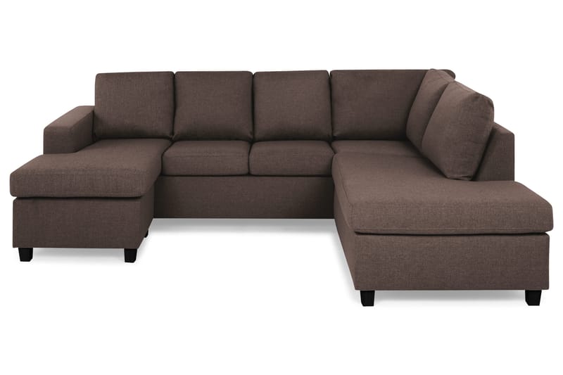 Crazy 4-seters Høyrevendt U-formet Small Sofa med Divan og Sjeselong i Stoff - Brun - Møbler - Sofaer - Sofaer med sjeselong - 3 seters sofa med divan